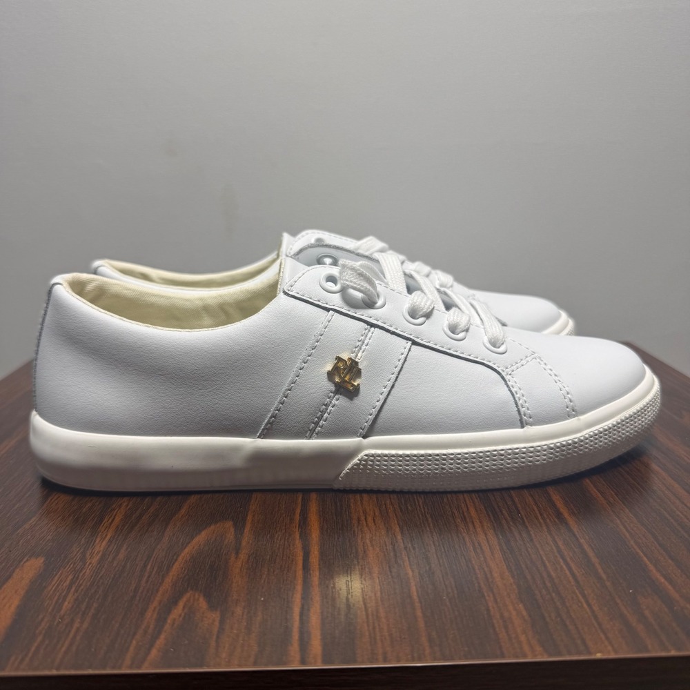 Lauren Ralph Lauren Janson II White Leather Low Top Sneakers Womens 8 13297